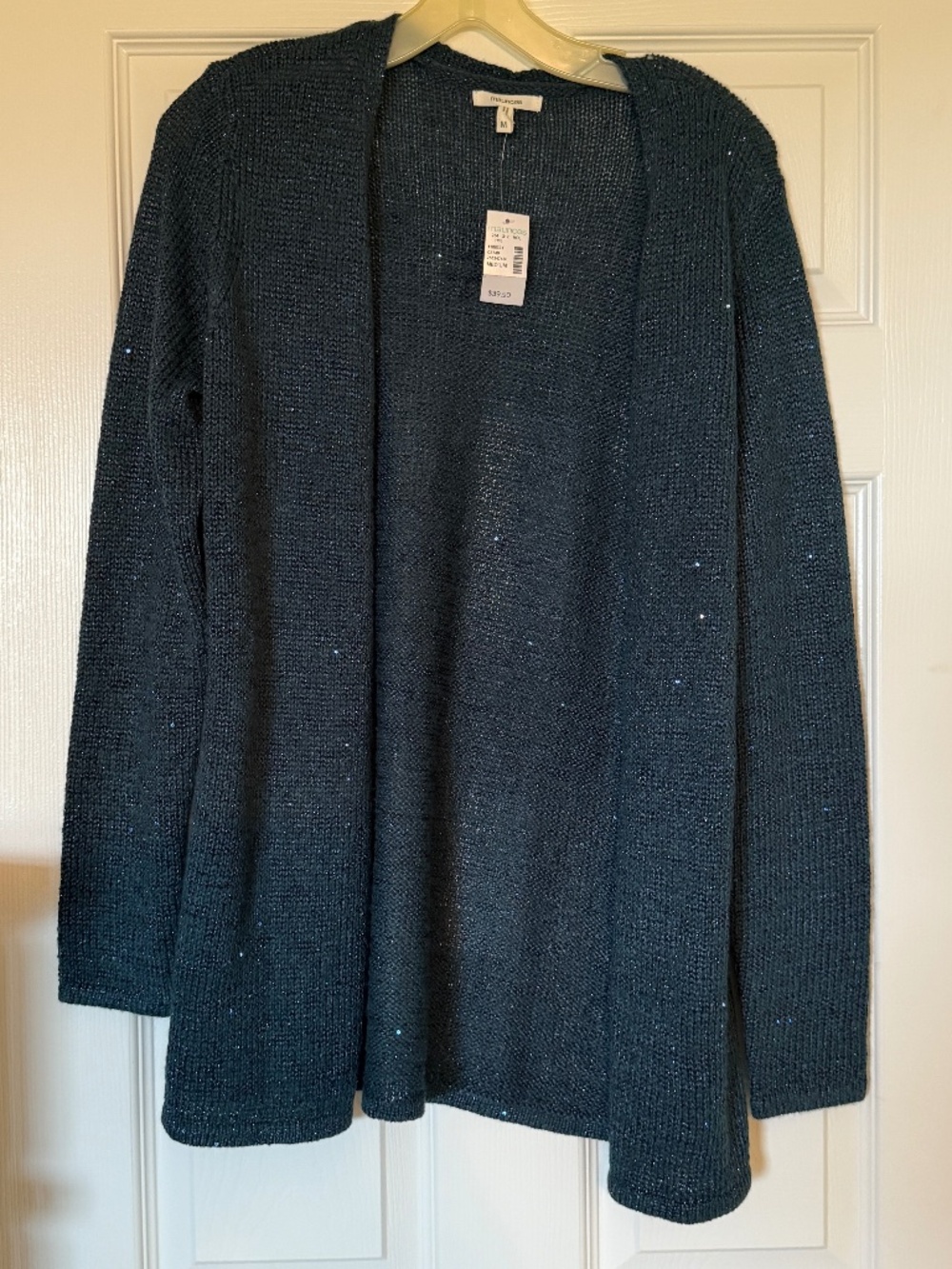 NWT Maurices open front sparkle sequin cardigan size medium ladies women knit